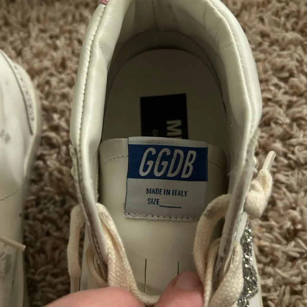 Golden Goose Cream High-Tops with Glitter Star and Pearl Trim size 39 - Picture 8 of 9